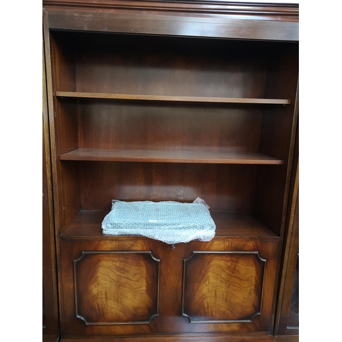 339 - A large Bevan Funnell Reprodux mahogany wall unit - approx. 211cm high x 300cm wide x 47cm deep