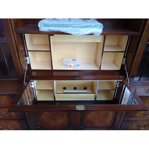 339 - A large Bevan Funnell Reprodux mahogany wall unit - approx. 211cm high x 300cm wide x 47cm deep