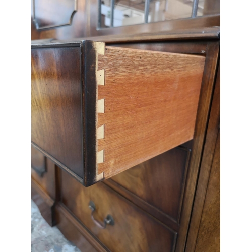 339 - A large Bevan Funnell Reprodux mahogany wall unit - approx. 211cm high x 300cm wide x 47cm deep