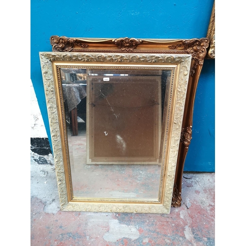 343 - Eight 19th century style gilt framed wall mirrors and one gilt framed pastel portrait signed lower r... 