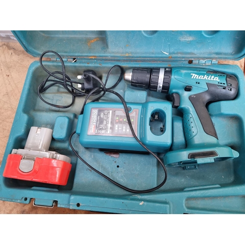 544 - Four items, one cased Einhell 240V jigsaw, one cased Makita battery powered hammer drill with batter... 