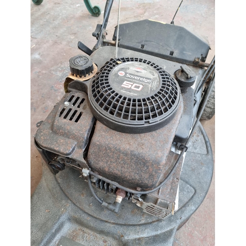 596 - A Sovereign no.50 petrol powered lawnmower with Briggs & Stratton engine