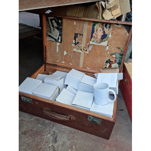 601 - A collection of assorted house clearance items to include four plastic garden planters, antique Brit... 