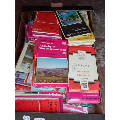 605 - Two boxes containing a large quantity of vintage ordnance survey maps