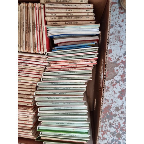 605 - Two boxes containing a large quantity of vintage ordnance survey maps