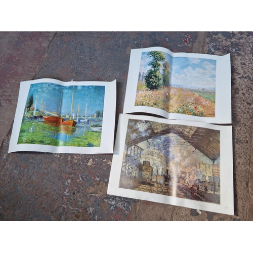 612 - Two boxes containing assorted house clearance items to include Claude Monet prints, LG BP 250 Blu Ra... 