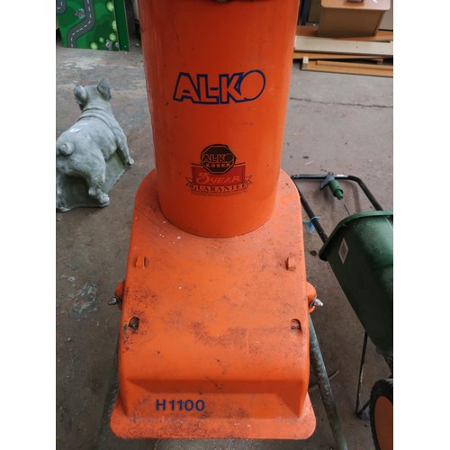 595 - Four pieces of gardening equipment comprising Flymo 240v leaf blower, AL-KO H1100 240v shredder, Bla... 