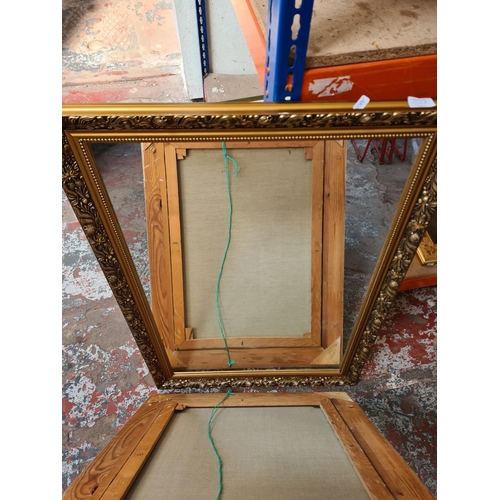 350A - Six various pictures and mirrors to include early 20th century oak framed bevelled edge octagonal wa... 