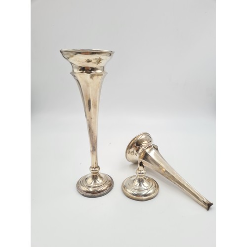 1237 - A pair of George V hallmarked Chester silver fluted vases, dated 1911 - approx. 20.5cm high and gros... 