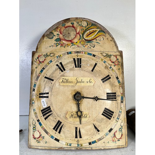 226A - A 19th century Ketterer Ganter & Co Hudesfeld hand painted wooden clock face with two weights and pe... 