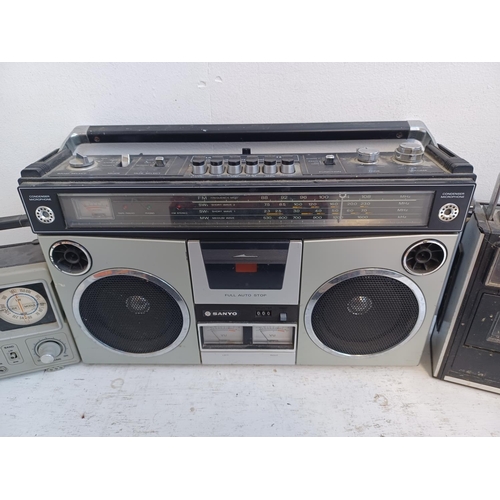 364 - Six items to include Sanyo M4500K stereo radio cassette recorder, KingSonic RR12 two band portable r... 