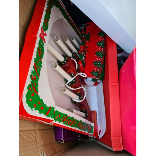 647 - Two boxes containing a large collection of assorted Christmas decorations