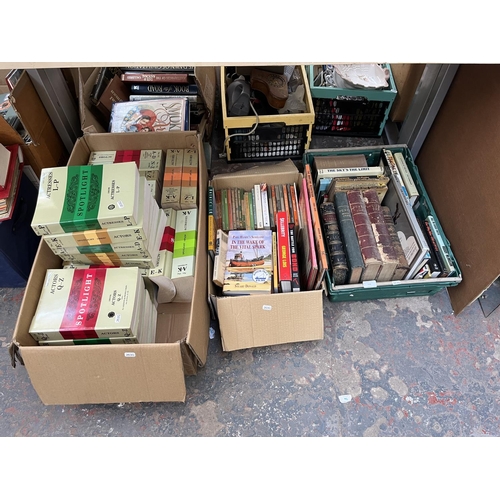 634 - Three boxes containing assorted books to include Victorian Punch volumes 80, 82 & 85, Victorian The ... 