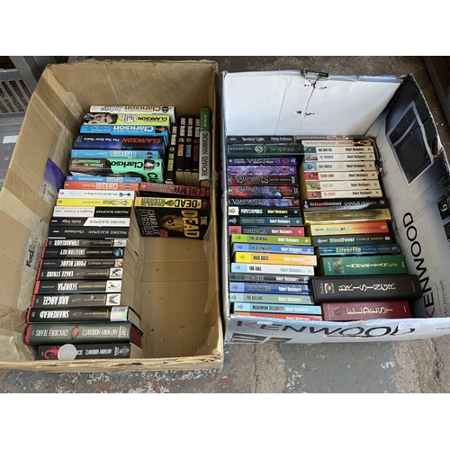 642 - Two boxes containing assorted novels and biographies