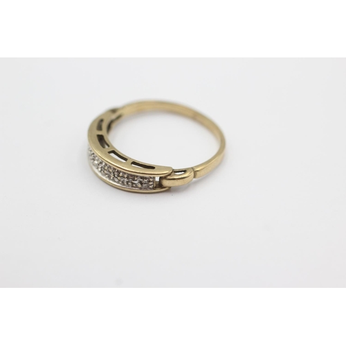 1015 - A 9ct gold diamond half-eternity ring, size O - approx. gross weight 1.9 grams