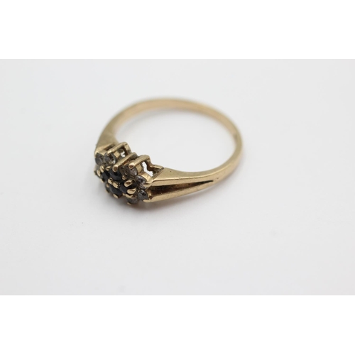 1018 - A 9ct gold sapphire and clear gemstone cluster ring, size M - approx. gross weight 2.1 grams