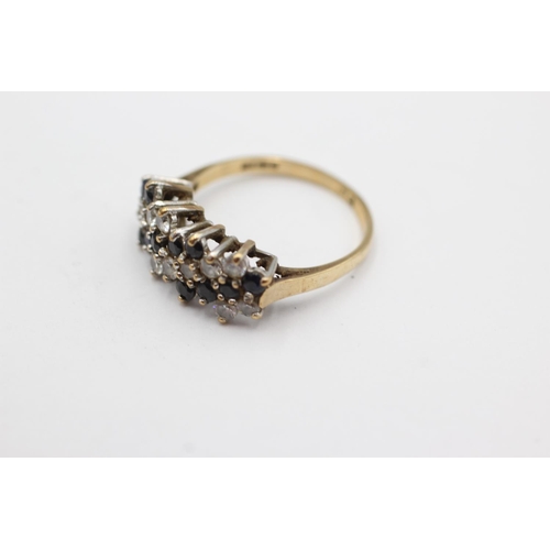 1024 - A 9ct gold sapphire and clear gemstone cluster ring, size N½ - approx. gross weight 2.3 grams