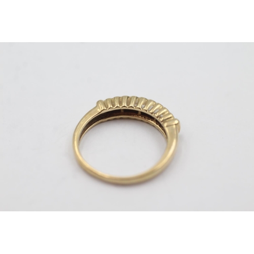 1047 - A hallmarked Sheffield 9ct gold sapphire and diamond channel setting half-eternity ring, size N½ - a... 