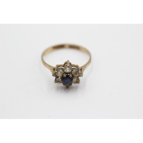 1049 - A hallmarked Edinburgh 9ct gold sapphire and clear gemstone dress ring, size M½ - approx. gross weig... 