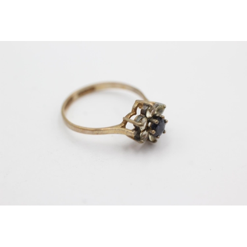 1049 - A hallmarked Edinburgh 9ct gold sapphire and clear gemstone dress ring, size M½ - approx. gross weig... 