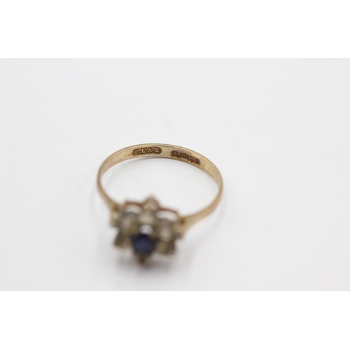 1049 - A hallmarked Edinburgh 9ct gold sapphire and clear gemstone dress ring, size M½ - approx. gross weig... 