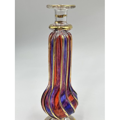 14 - Six Egyptian hand blown art glass scent bottles - largest approx. 22.5 cm high