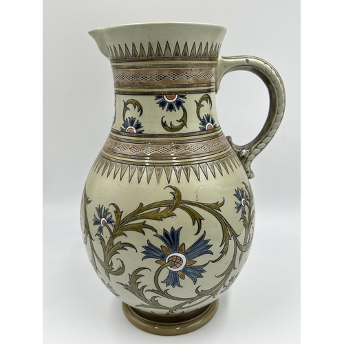 17 - A late 19th/early 20th century Villeroy & Boch Mettlach 'Ges. Gesch.' earthenware floral pattern jug... 