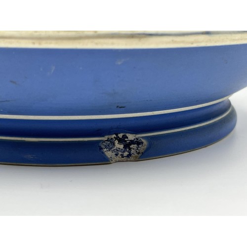 18 - An unstamped blue Jasperware planter with impressed letter 'C' - approx. 21cm high