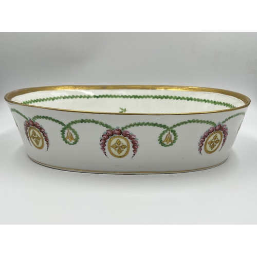 20 - A late 19th century Dresden oval dish with hand painted garland rose design - approx. 8cm high x 33.... 