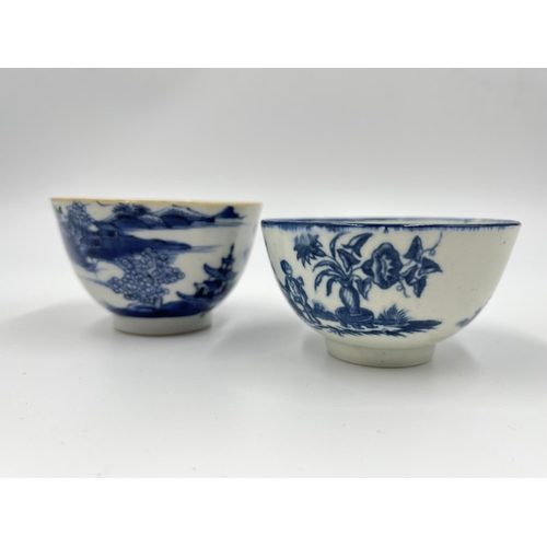 22 - Two 19th century Oriental blue and white ceramic tea bowls