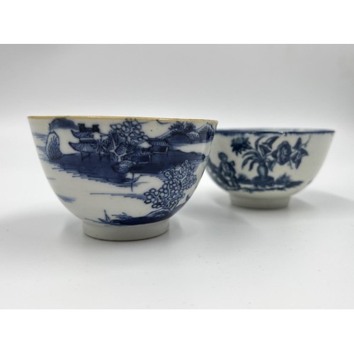 22 - Two 19th century Oriental blue and white ceramic tea bowls