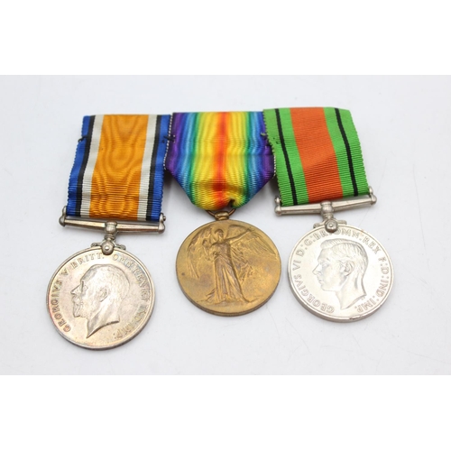 1078 - Three mounted medals, two WWI presented to 50880 Pte. A. Kaine Worc. R. (Replacement) and one WWII d... 