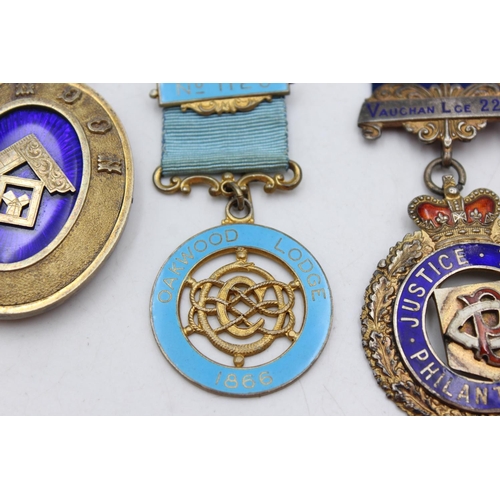 1079 - Three vintage hallmarked .925 sterling silver masonic & RAOB medals/jewels to include London & Oakwo... 