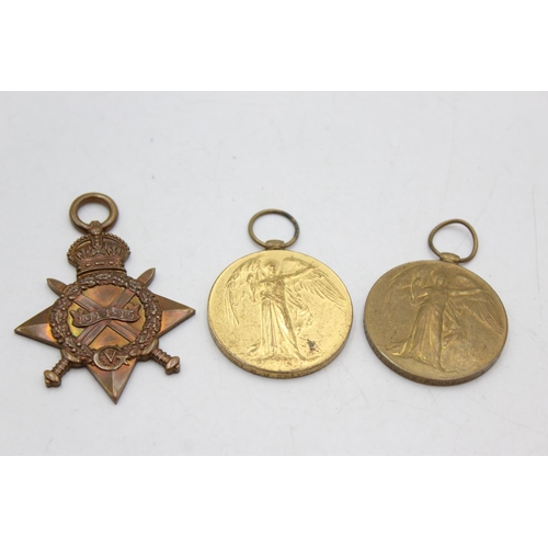 1087 - Three WWI medals, one 1914-15 Star presented to 17949 PTE. E. Jones - Shropshire Light Infantry, one... 