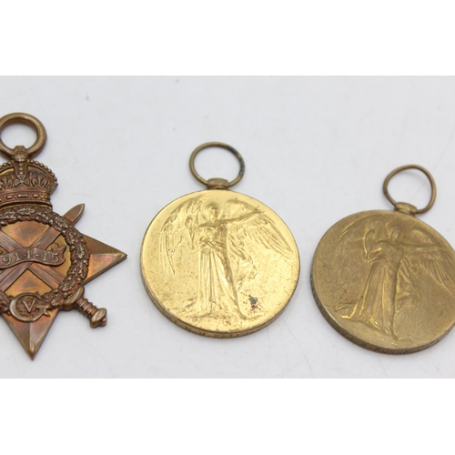 1087 - Three WWI medals, one 1914-15 Star presented to 17949 PTE. E. Jones - Shropshire Light Infantry, one... 