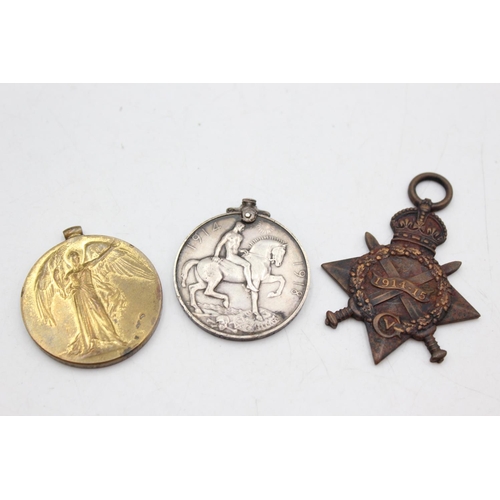 1088 - Three WWI medals, one 1914-15 Star presented to D.A5971 J. Cowie D.H.R.N., one War medal presented t... 