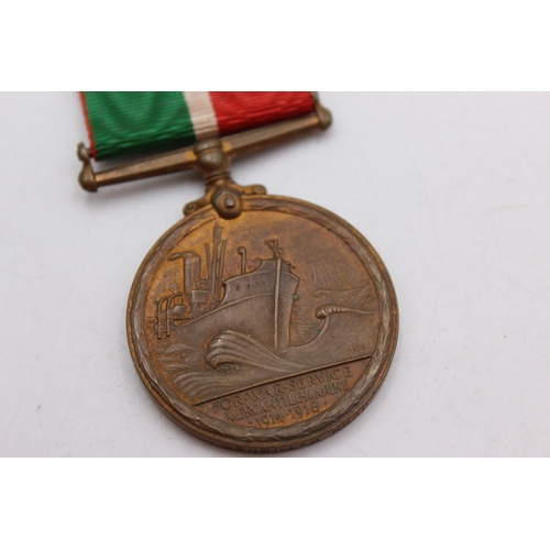 1092 - Two WWI medals, one Victory presented to 203108 PTE. Johnson - Seaforth Highlanders and one Mercanti... 