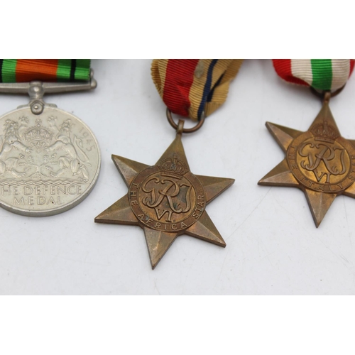 1102 - Five WWII medals, one Africa Star, one Italy Star, one 1939-45 Star, one War and one Defence