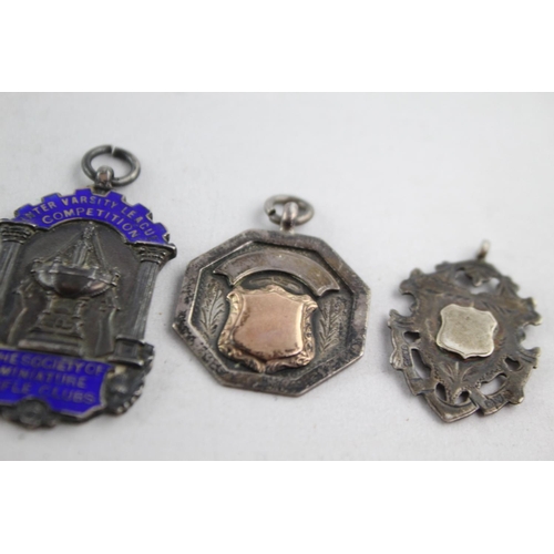 1104 - Three antique hallmarked .925 sterling silver fobs/medallions - approx. gross weight 39 grams