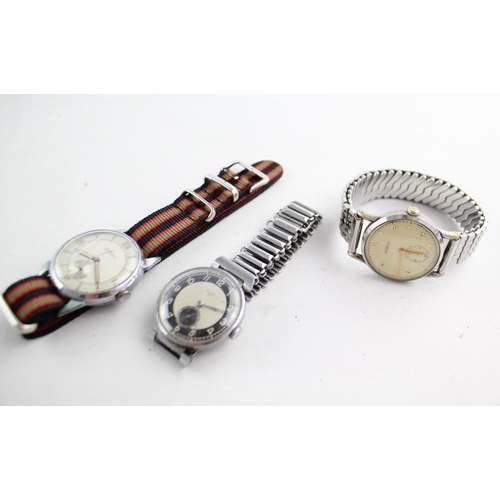 1112 - Three vintage mechanical men's wristwatches comprising Almo 87, Derrick and Boden Rosttreier Stahl