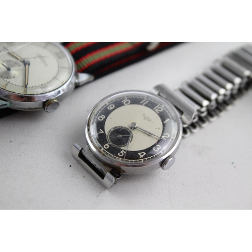 1112 - Three vintage mechanical men's wristwatches comprising Almo 87, Derrick and Boden Rosttreier Stahl