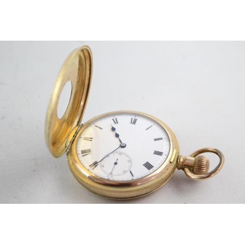 1123 - A vintage Cudos 17. jewel rolled gold hand wind half hunter pocket watch