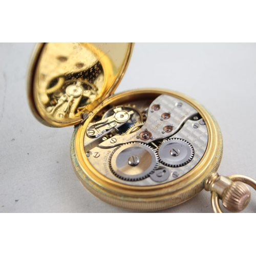 1123 - A vintage Cudos 17. jewel rolled gold hand wind half hunter pocket watch