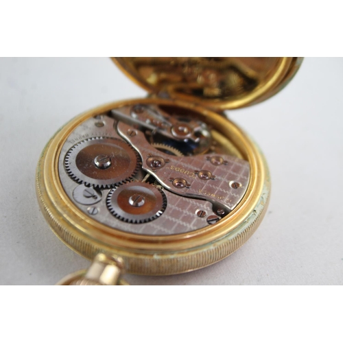 1123 - A vintage Cudos 17. jewel rolled gold hand wind half hunter pocket watch