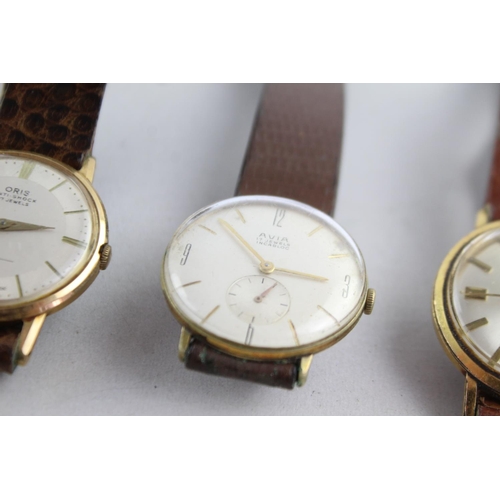 1131 - Three vintage mechanical men's wristwatches comprising Oris cal. 581 KIF, one Avia and one Rovano