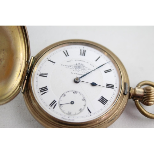 1135 - A vintage Thomas Russell & Son of Liverpool tempus fugit hand wind full hunter pocket watch