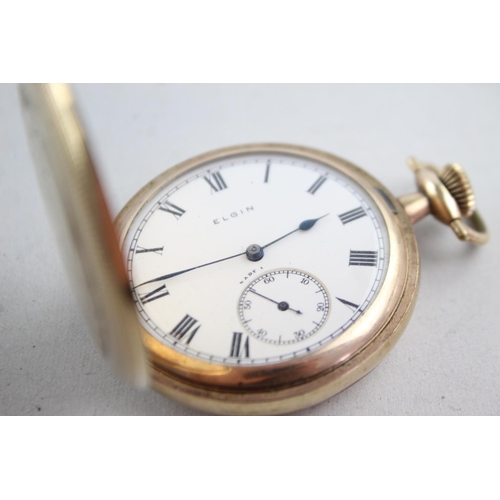 1145 - A vintage Elgin rolled gold hand wind full hunter pocket watch