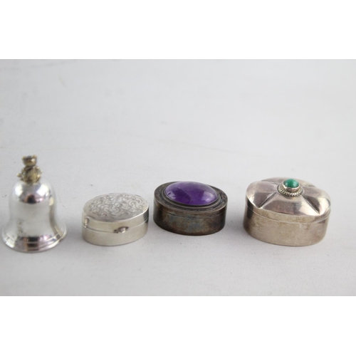 1164 - Four assorted vintage stamped .925 sterling silver pill/trinket boxes - approx. gross weight 56 gram... 