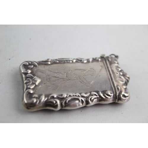 1168 - A vintage stamped .925 sterling silver vesta case with golfer detail  - approx. gross weight 32 gram... 