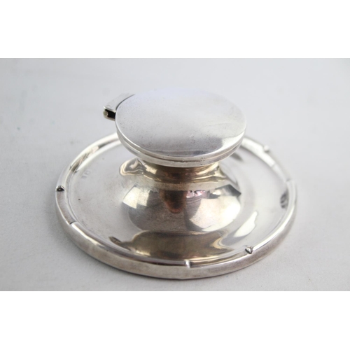 1171 - A vintage hallmarked .925 sterling silver filled inkwell - approx. 9cm in diameter